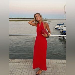 🔥🔥Zara  Red Halter Neck Dress